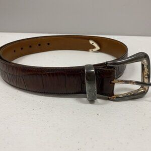 TRAFALGAR USA BROWN Leather 1" BELT OKEECHOBEE Brahman Croc Print Size Mens 32